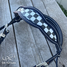 Load image into Gallery viewer, Dark Navy Checkered Browband Headstall