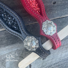 Load image into Gallery viewer, Black & Red Glitter Double Ear Headstall