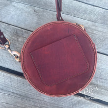 Load image into Gallery viewer, Brown Sunflower & Cowhide Mini Round Bag