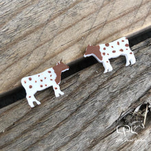 Load image into Gallery viewer, Speckled Brown Cow Earrings
