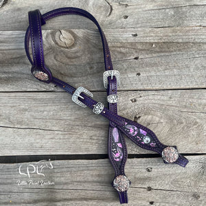 Dark Purple Bat One Ear Headstall