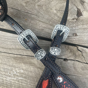 Black Red Bat One Ear Headstall