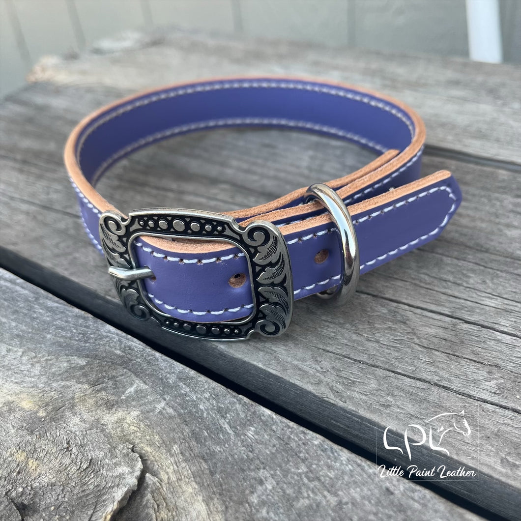 Lavender Leather Dog Collar