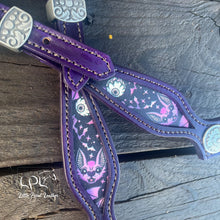 Load image into Gallery viewer, Dark Purple Bat One Ear Headstall
