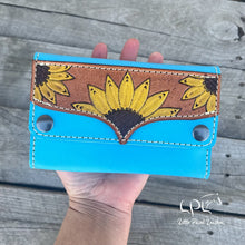 Load image into Gallery viewer, Blue Sunflower Trifold Wallet
