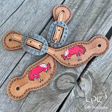 Load image into Gallery viewer, Neon Pink Appaloosa Spur Straps

