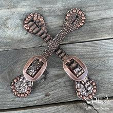 Load image into Gallery viewer, Metallic Rose Gold Snake Print Spur Straps
