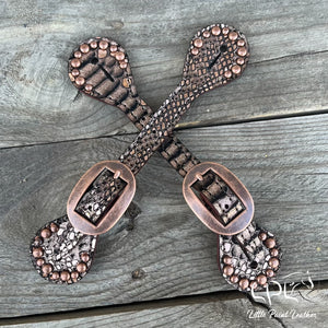 Metallic Rose Gold Snake Print Spur Straps