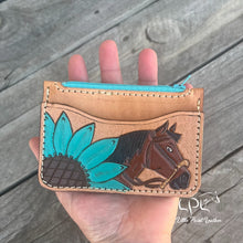 Load image into Gallery viewer, Flower Horse Tooled Coin Pouch Wallet
