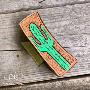 Cactus/Succulent Tooled Leather Hair Clip
