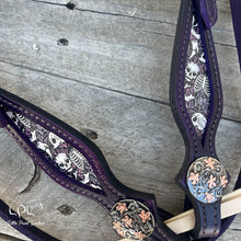 Load image into Gallery viewer, Purple Skeleton Browband Headstall
