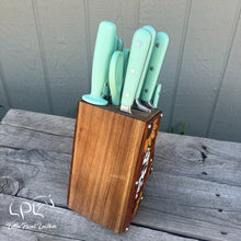 Load image into Gallery viewer, Sunflower Tooled and Cowhide Mint Knife Block Set
