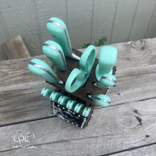 Load image into Gallery viewer, Cowhide Mint Knife Block Set
