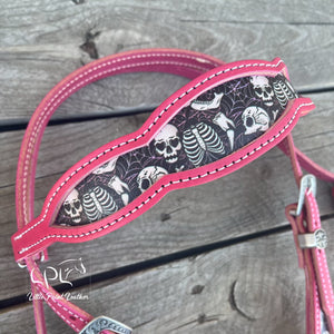 Pink Skeleton Browband Headstall