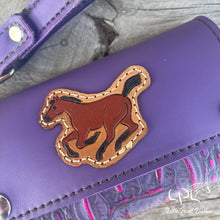 Load image into Gallery viewer, Purple Running Horse Trifold Wallet &amp; Wristlet
