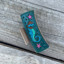 Load image into Gallery viewer, Cowboy Seahorse Tooled Leather Hair Clip
