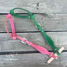 Load image into Gallery viewer, Pink &amp; Green Glitter Double Ear Headstall
