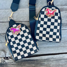 Load image into Gallery viewer, Neon Ponies Small Checkered Sling/Crossbody Bag
