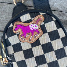 Load image into Gallery viewer, Neon Ponies Small Checkered Sling/Crossbody Bag
