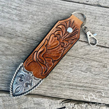 Load image into Gallery viewer, Tooled Belt Tip Keychains
