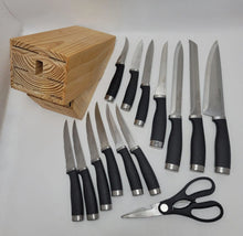 Load image into Gallery viewer, Cowhide Black Knife Block Set
