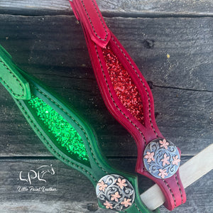 Green & Red Glitter Double Ear Headstall