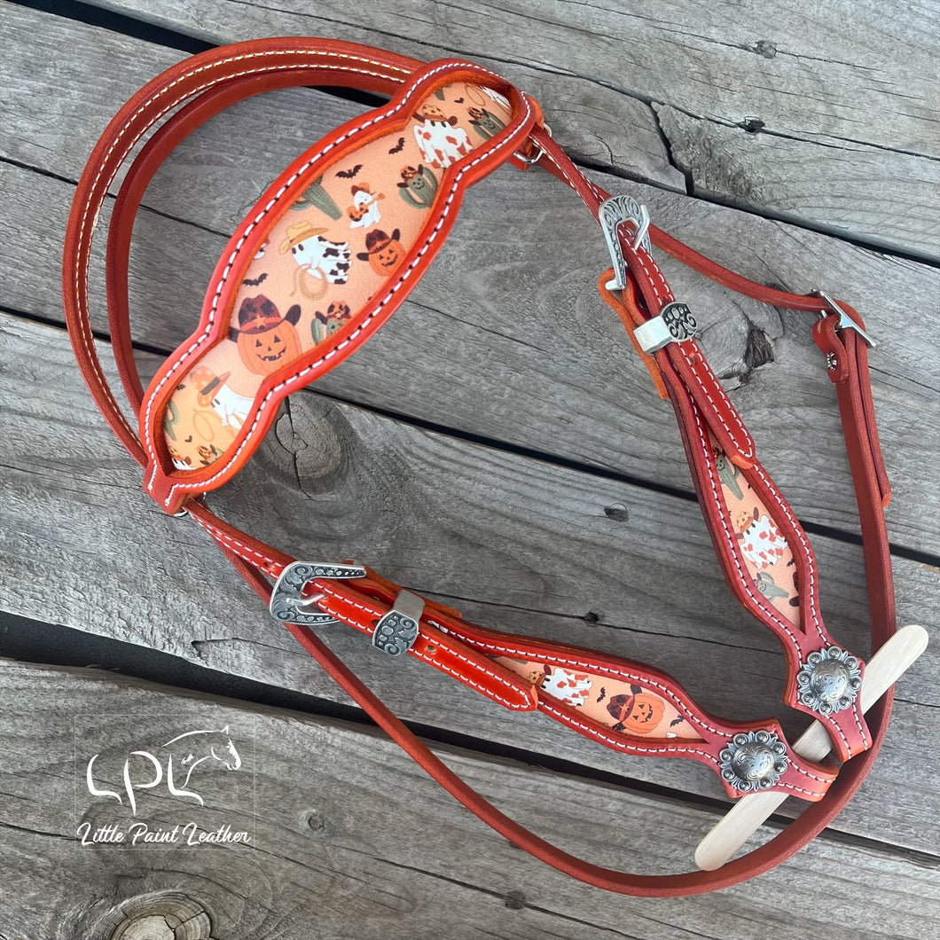 Orange Western Halloween Browband Headstall