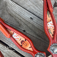 Load image into Gallery viewer, Orange Western Halloween Browband Headstall

