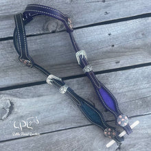 Load image into Gallery viewer, Brown &amp; Purple Double Ear Headstall
