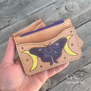 Moth Tooled Coin Pouch Wallet