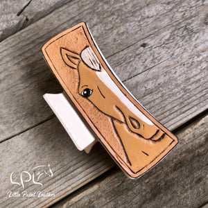 Horse Tooled Leather Hair Clip