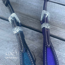 Load image into Gallery viewer, Brown &amp; Purple Double Ear Headstall
