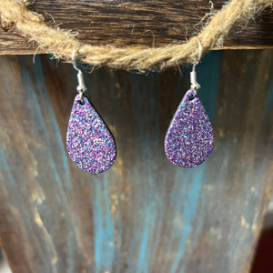 Glitter Leather Earrings (Multiple Colors)