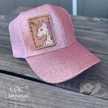 Load image into Gallery viewer, Pink Glitter Unicorn Ponytail Hat
