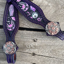 Load image into Gallery viewer, Dark Purple Bat One Ear Headstall
