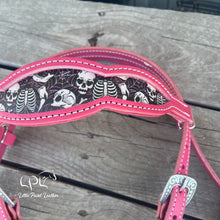 Load image into Gallery viewer, Pink Skeleton Browband Headstall
