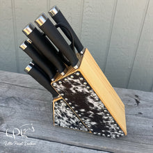 Load image into Gallery viewer, Cowhide Black Knife Block Set
