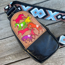 Load image into Gallery viewer, Frolicking Horses Sling/Crossbody Bag- Colorful Horses
