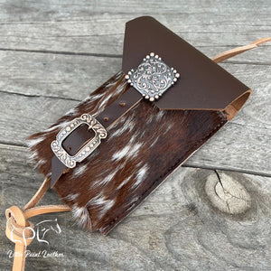 Cowhide Saddle Pouch- Square Concho