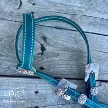 Load image into Gallery viewer, Teal Easter Flowers One Ear Headstall
