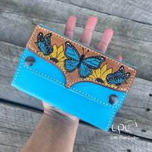 Load image into Gallery viewer, Blue Butterfly Trifold Wallet
