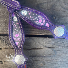 Load image into Gallery viewer, Dark Purple Bat One Ear Headstall
