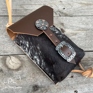 Cowhide Saddle Pouch- Floral Concho