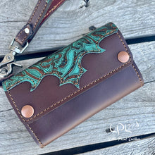 Load image into Gallery viewer, AUCTION Teal Floral Trifold Wallet &amp; Wristlet
