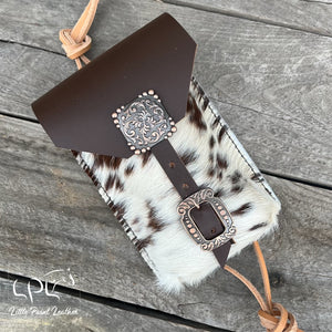 Cowhide Saddle Pouch- Square Concho