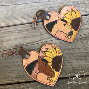 Sunflower Heart Horse Keychain