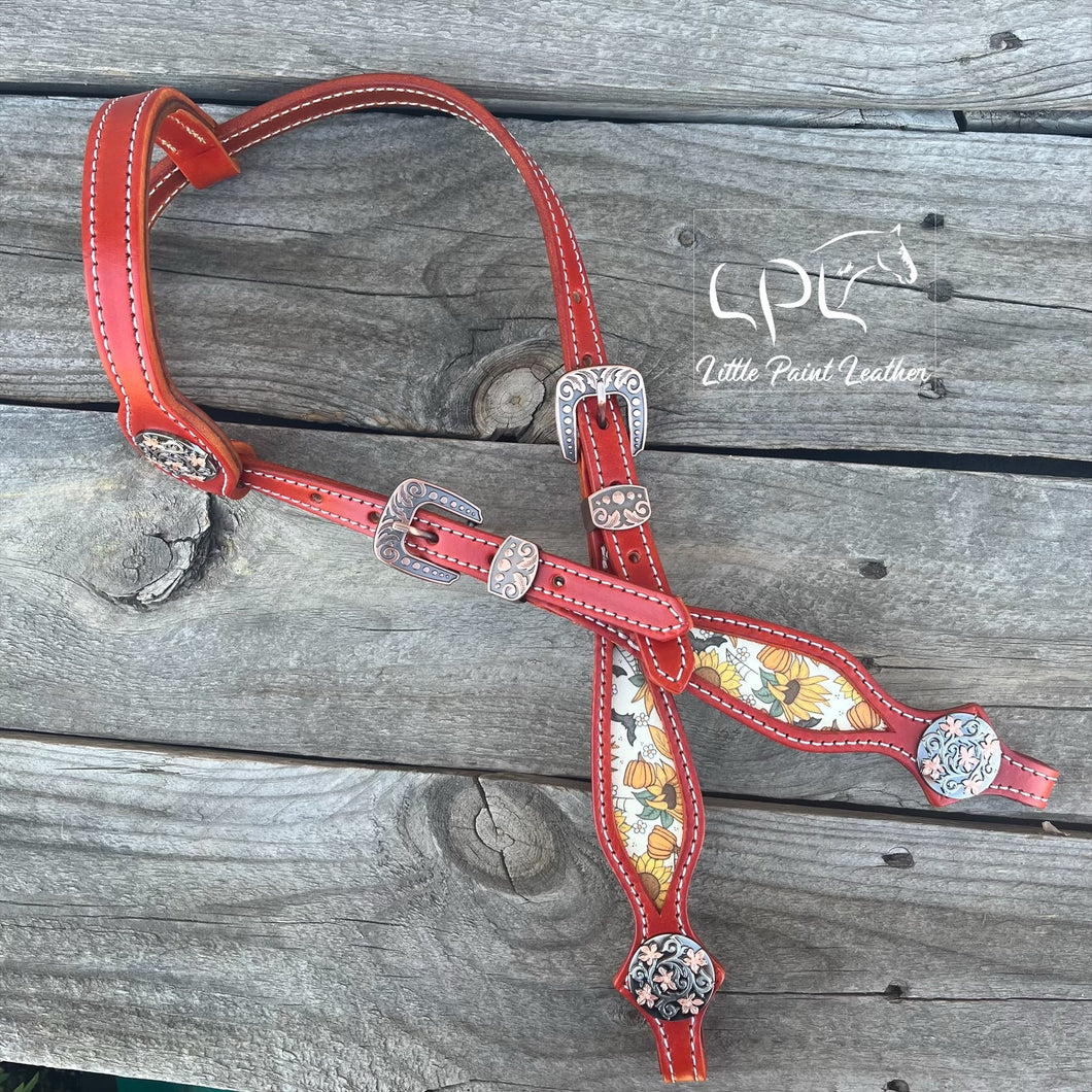 Orange Spooky Fall One Ear Headstall