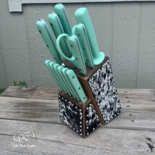 Load image into Gallery viewer, Cowhide Mint Knife Block Set
