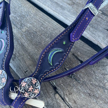 Load image into Gallery viewer, Purple Tooled Moon Phase Headstall
