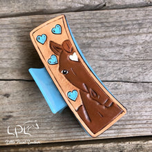 Load image into Gallery viewer, Heart Horse Tooled Leather Hair Clip
